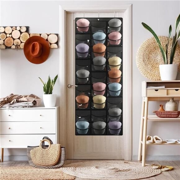 Hat Organizer for Baseball Caps, 27 Pocket Over The Door Hat Rack - Picture 2 of 7